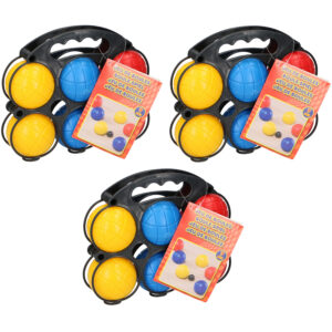 Set van 3x jeu de boules speelset 6 gekleurde ballen/1 but met draagtray 10226859