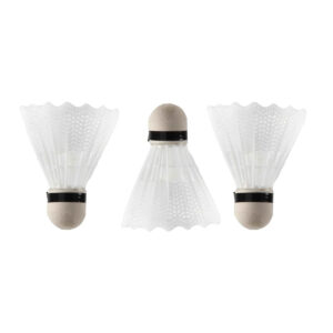 Set van 3x stuks badminton shuttles met veertjes - wit - 9 x 6 cm - Sportartikelen 10390900