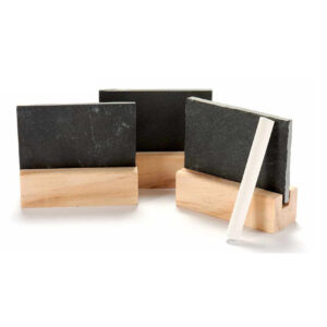 Set van 3x stuks mini schoolbordjes/krijtbordjes/Plaatsnaamkaartjes op standaard 7 x 8 cm 10345994