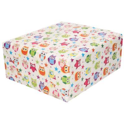 Set van 4x stuks gekleurde uiltjes inpakpapier/cadeaupapier 200 x 70 cm 10233718