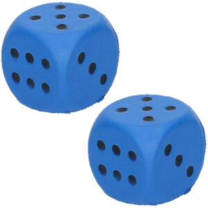 Set van 4x stuks kleine schuim dobbelsteen blauw 4x4 cm 10234986