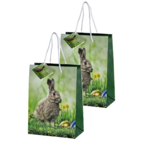 Set van 4x stuks papieren pasen giftbags/cadeau tasjes haas 18 x 23 x 8 cm 10331790