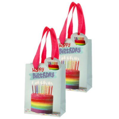 Set van 4x stuks papieren verjaardag giftbags/cadeau tasjes Happy Birthday 11 x 14 x 6 cm 10331748