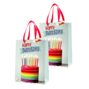 Set van 4x stuks papieren verjaardag giftbags/cadeau tasjes verjaardagstaart 17 x 23 x 9 cm 10331744