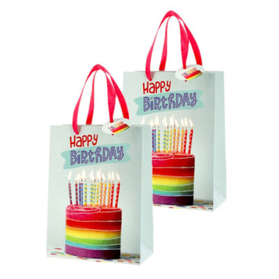 Set van 4x stuks papieren verjaardag giftbags/cadeau tasjes verjaardagstaart 17 x 23 x 9 cm 10331744