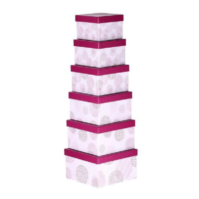 Set van 6x stuks roze gestipte cadeaudoosjes 13