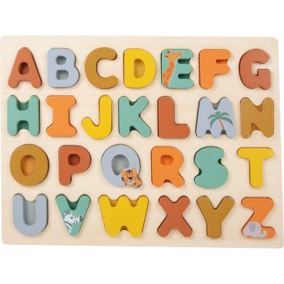 Small Foot vormenpuzzel alfabet Safari 22 x 29 cm hout 26-delig 2592150