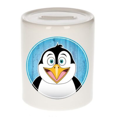 Spaarpot met pinguins print voor kids 9 cm 10100982