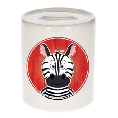 Spaarpot met zebra print voor kids 9 cm 10100969