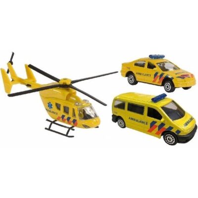 Speelgoed 112 ambulance set 3-delig - helikopter 16 cm en autos 7 cm 10097810