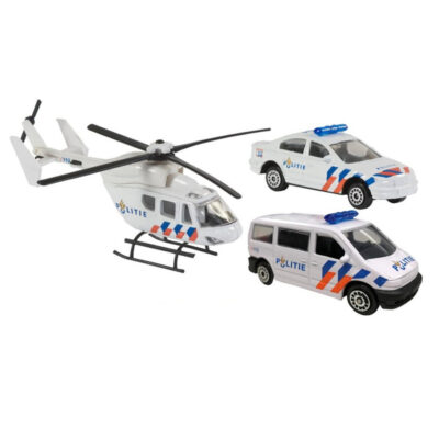 Speelgoed 112 politie set 3-delig- helikopter 16 cm en autos 7 cm 10097811