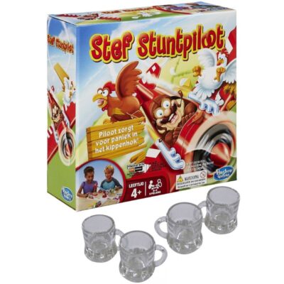 Stef Stuntpiloot drankspel/drinkspel met 4 shotglazen 10134305