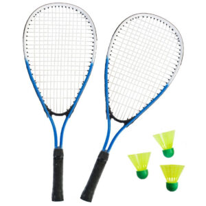 Sterke badminton set blauw/wit met 3 shuttles en opbergtas 10201631