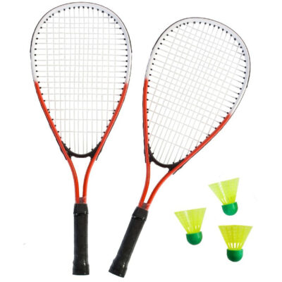 Sterke badminton set rood/wit met 3 shuttles en opbergtas 10201633