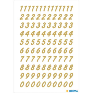 Stickervellen 208x plak cijfers/getallen 0-9 goud/transparant 8 mm 10330652