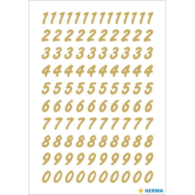 Stickervellen 208x plak cijfers/getallen 0-9 goud/transparant 8 mm 10330652