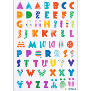 Stickervelletjes met 62x stuks plak letters A-Z gekleurde letters 10330784