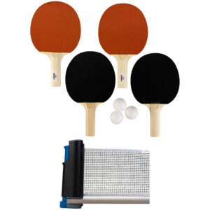 Tafeltennis batjes 4x stuks met een tafel netje set 10245014