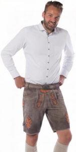 Tannhauser lederhosen Anaconda heren leer grijs/oranje maat S 452549