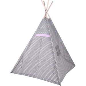 Tipi speeltent voor kinderen 103 x 160 cm - grijs - sterren 10383576