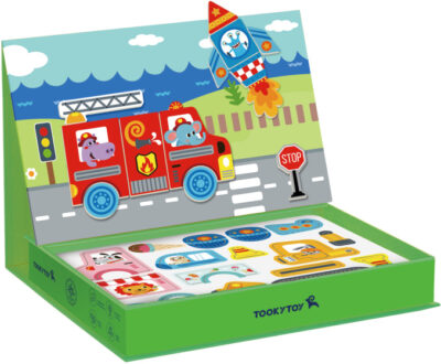 Tooky Toy Educatief Houten Magneetbord Transport 80 delig 1023701