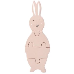 Trixie blokpuzzel Mrs. Rabbit 18 x 11 cm hout zachtroze 4 stuks 3695406