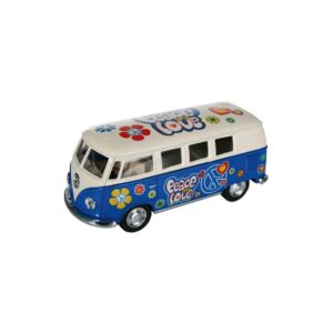 VW model T1 auto busje - hippie style - blauw - 12 cm - terugtrek motor 10057566