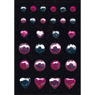 Versier stickers roze en zilver strass 10096587