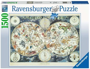 Wereldkaart met Fantastierijke Dieren Puzzel (1500 stukjes) 26995512663