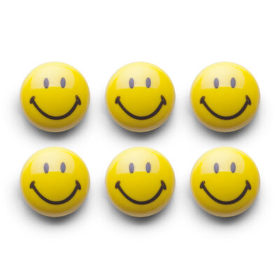 Whiteboard/koelkast magneten smiley - 6x - kunststof - 3 cm 10384537