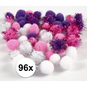 Wit/paarse decoratieve pompons 15-20 mm 10107813