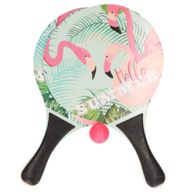 Zwarte beachball set met flamingoprint buitenspeelgoed 10223060